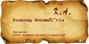Kvassay Annamária névjegykártya