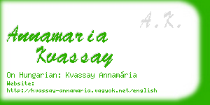 annamaria kvassay business card